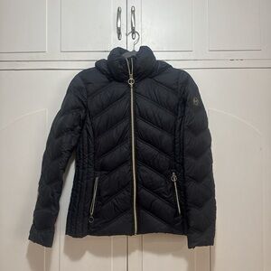 Michael Kors Black Puffer Jacket with Chevron Quilting